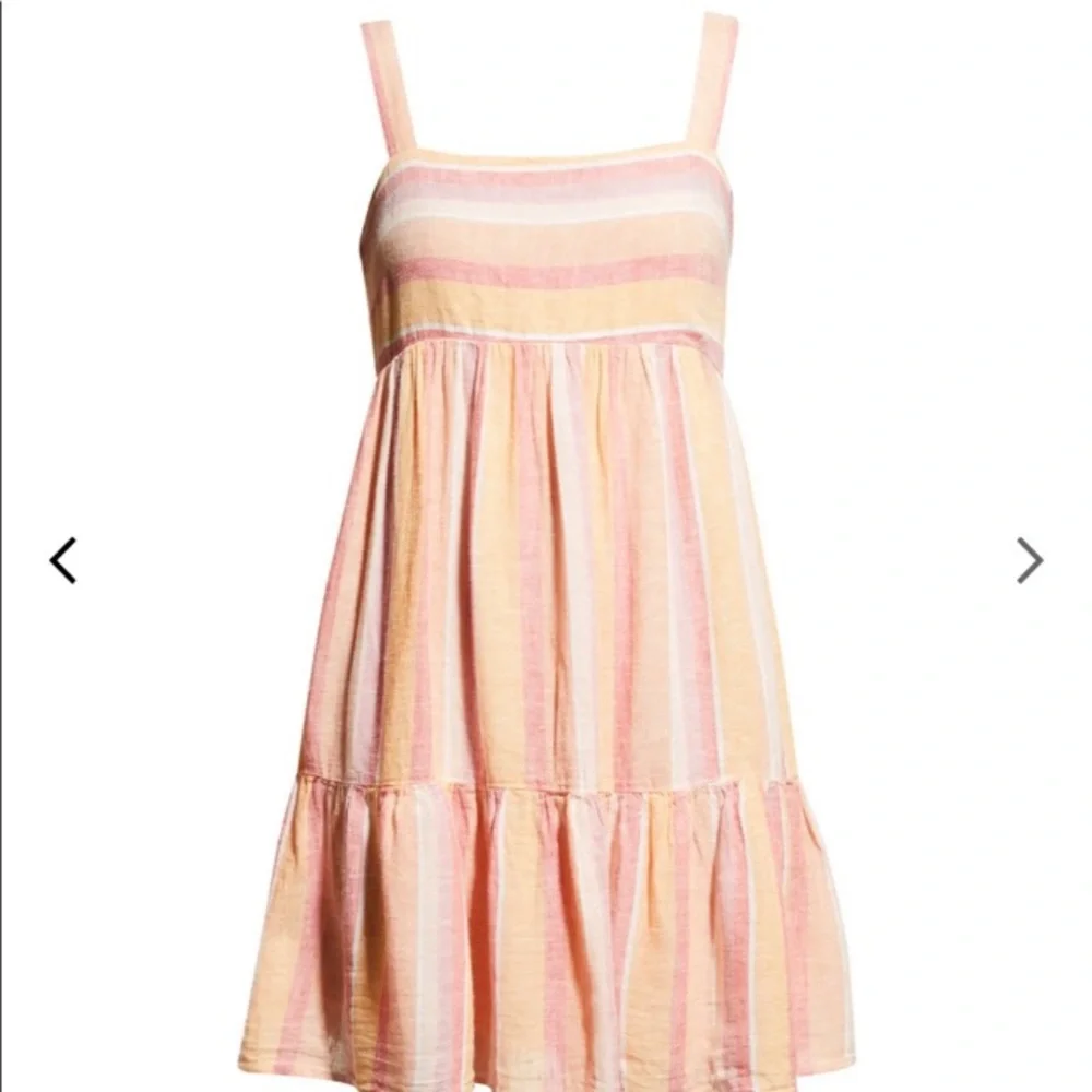 Rails Sadie Dress NEW in Azalea Stripe Peach Pink Linen Blend Women’s Size XS - Picture 4 of 16